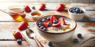 Flohsamenschalen in Joghurt mit Beeren-Boost Flohsamenschalen in Joghurt - Rezept