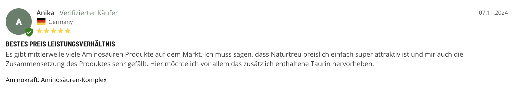 Bewertung Naturtreu Aminokraft