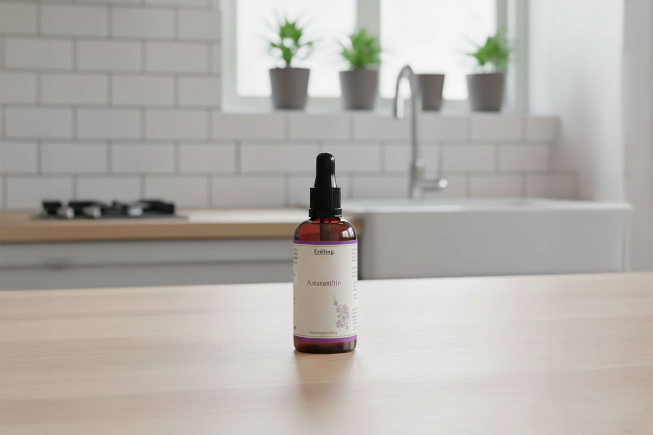 Erdling Astaxanthin Tropfen in der Küche - Titelbild des Artikels