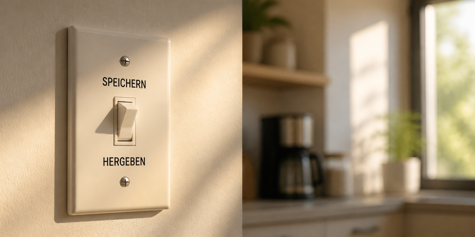 Lichtschalter mit Stellungen SPEICHERN und HERGEBEN
