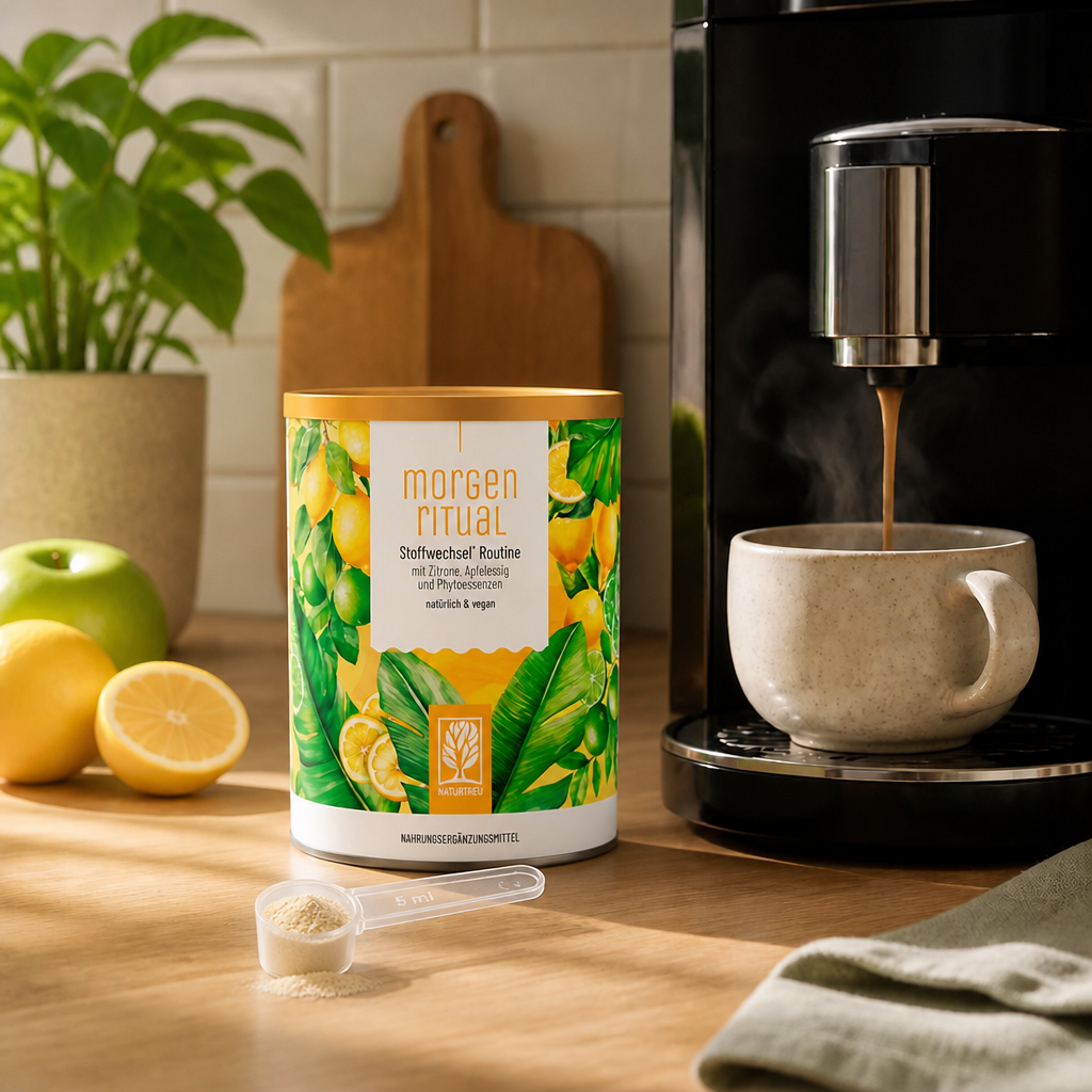UGC Dose neben Kaffeemaschine