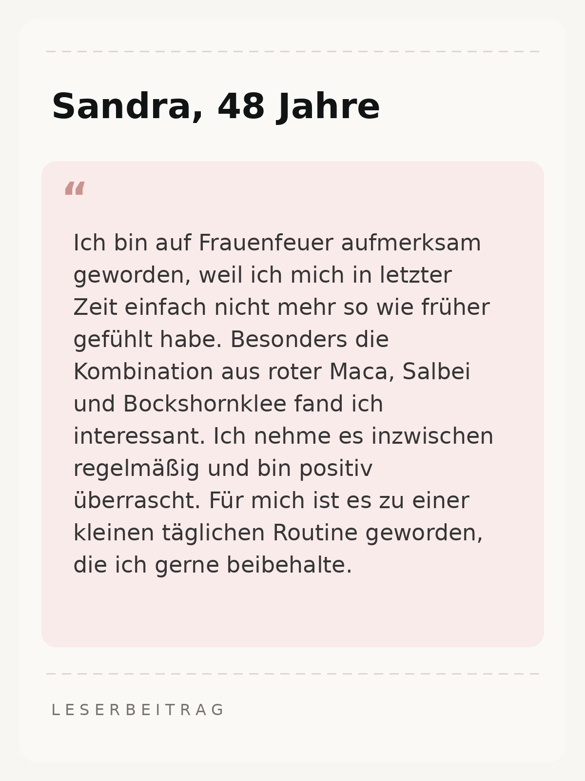 Beitrag einer Leserin über Frauenfeuer