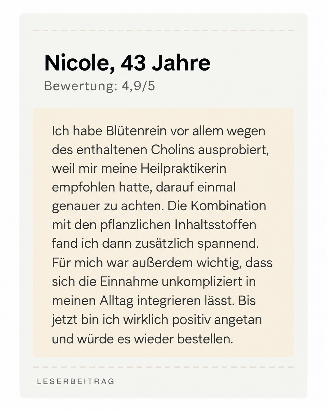 Story einer Leserin &uuml;ber Bl&uuml;tenrein