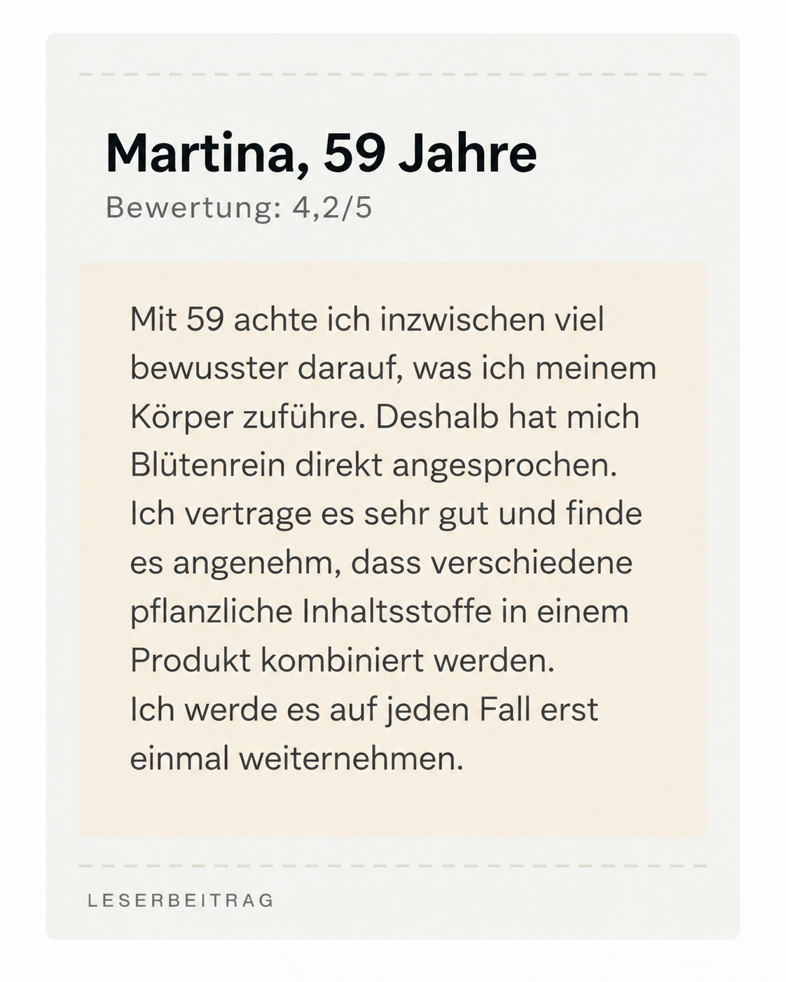 Beitrag einer Leserin &uuml;ber Bl&uuml;tenrein