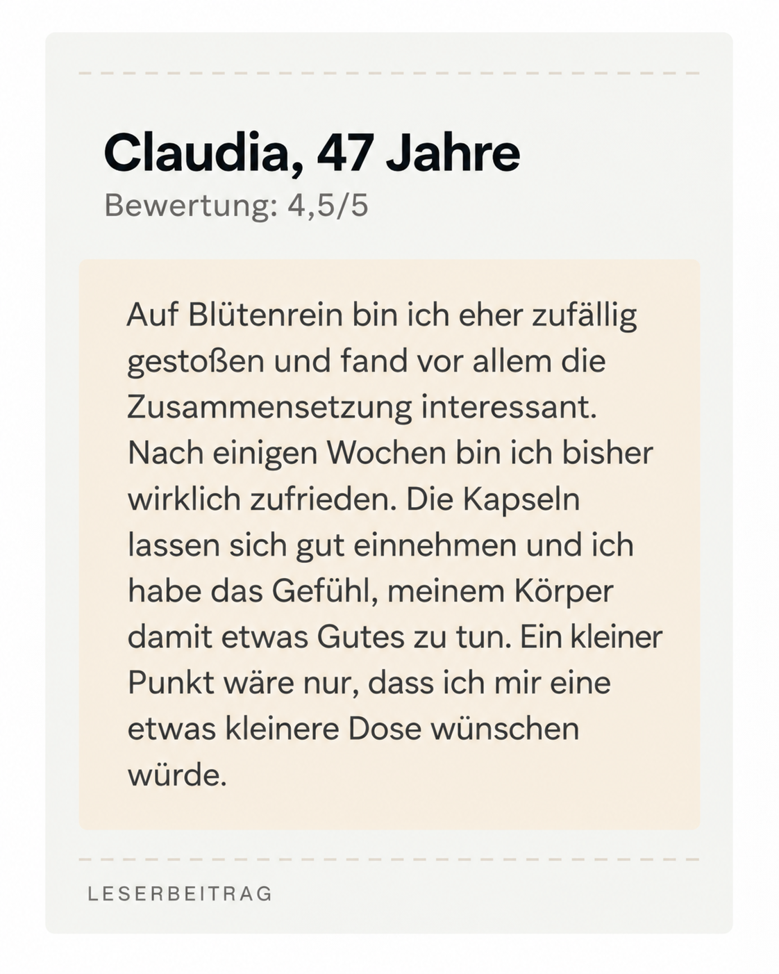 Kommentar einer Leserin &uuml;ber Bl&uuml;tenrein