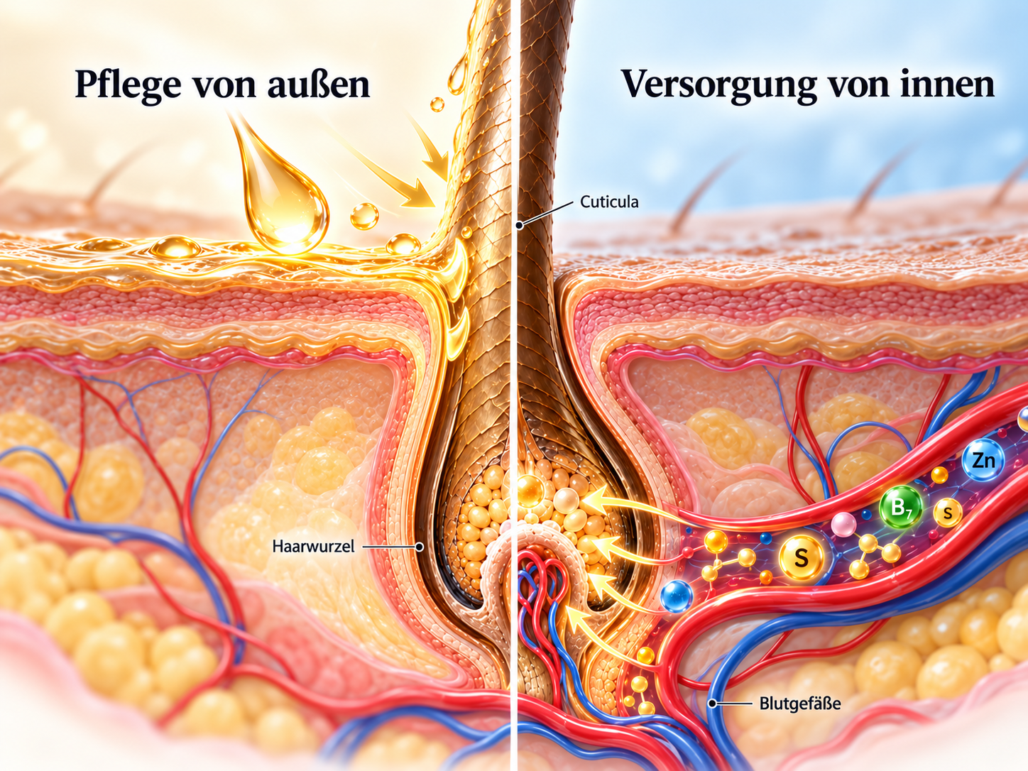 Querschnitt der Haarwurzel