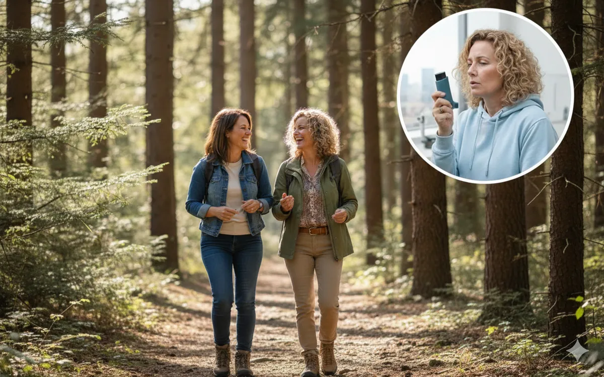 Zwei Frauen beim Spaziergang im Wald
