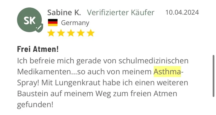 Kundenbewertung von Sabine K.: Frei Atmen