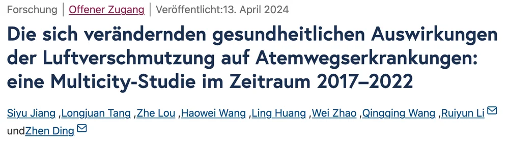 Studie: Die sich verändernden gesundheitlichen Auswirkungen der Luftverschmutzung auf Atemwegserkrankungen