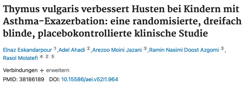 Studie: Thymus vulgaris verbessert Husten bei Kindern mit Asthma-Exazerbation