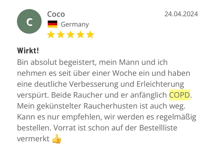 Kundenbewertung von Coco: Wirkt!
