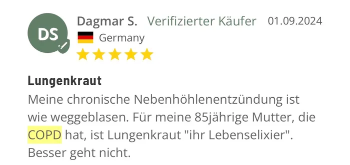 Kundenbewertung von Dagmar S.: Lungenkraut