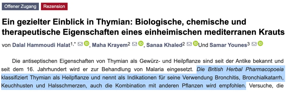 Studie: Ein gezielter Einblick in Thymian